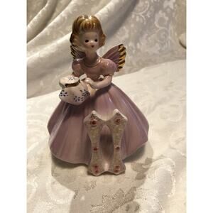 Vintage 11th Birthday Girl Angel Josef Original Japan Signed Pink Embroidering